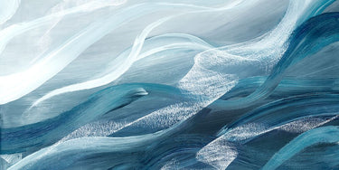 Organic Blue Waves abstract canvas art print by Jacob Q, featuring flowing blue wave patterns on a textured canvas surface.