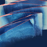 Blue reverberation abstract canvas art print by Feeling at Home, featuring vibrant, swirling patterns and textured brushstrokes.