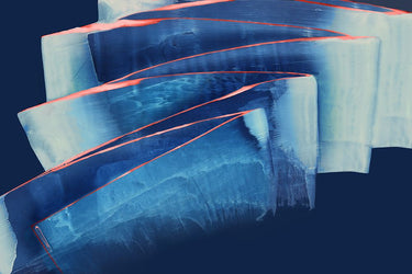 Blue reverberation abstract canvas art print by Feeling at Home, featuring vibrant, swirling patterns and textured brushstrokes.