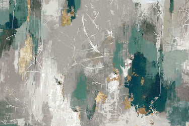 Feeling at Home Fluttered Abstract Canvas art print by PI Studio featuring vibrant green and blue brushstrokes on textured canvas.