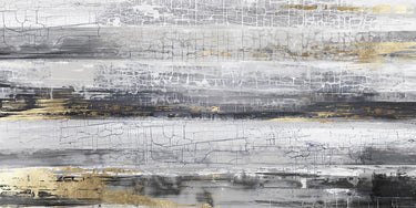 Golden crackle abstract canvas art print by Feeling at Home, featuring textured gold and black design on canvas.