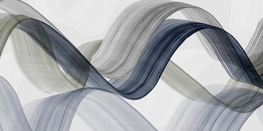Feeling at home Bending Curves I abstract canvas art print by PI Studio showing colorful, flowing curved shapes on textured canvas.
