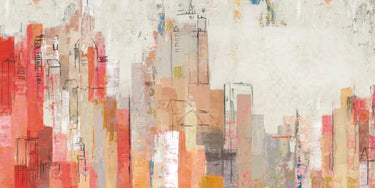 Pink City abstract canvas art print by Feeling at Home featuring vibrant, expressive colors and modern design by Pearce Allison.
