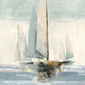 Coastal canvas art print by Pearce Allison featuring quiet boats scene, vibrant colors, and serene seaside landscape from Feeling at Home.