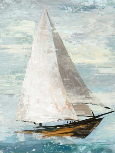Coastal canvas art print titled Quiet Boats II by Pearce Allison, featuring a serene maritime scene in soft, muted tones.