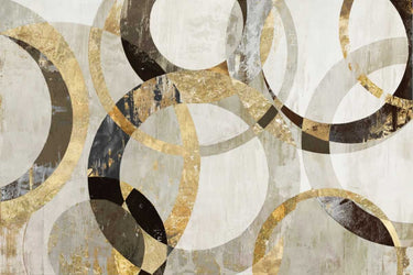 Overlaps abstract canvas art print by Reeves Tom, featuring vibrant colors and modern design, displayed on a wall.
