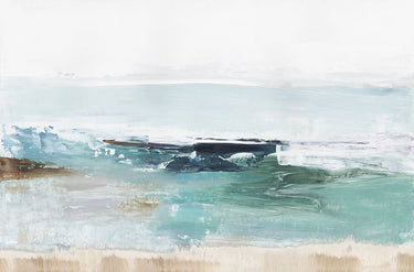 Emerald Waters landscape canvas art print by Reeves Tom, featuring vibrant green and blue hues of a serene water scene.