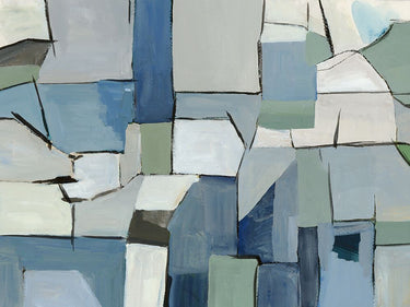Blue urban abstraction canvas art print by Reeves Tom, featuring modern abstract cityscape design for contemporary home decor.