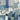Blue urban abstraction art print by Reeves Tom, abstract canvas artwork with vibrant blue and textured cityscape design.