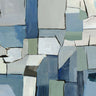 Blue urban abstraction art print by Reeves Tom, abstract canvas artwork with vibrant blue and textured cityscape design.