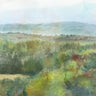 Feeling at Home sage view landscape canvas art print by Theodosiou Matina showcasing a serene sage green landscape scene.
