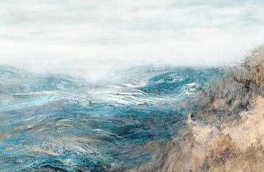 Abstract canvas art print titled Rippling Away II by Theodosiou Matina, featuring flowing, textured design in calming tones.