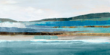 Feeling at Home abstract canvas art print titled "Memories of Blue" by Hazel J, featuring vibrant blue and textured brushstrokes.