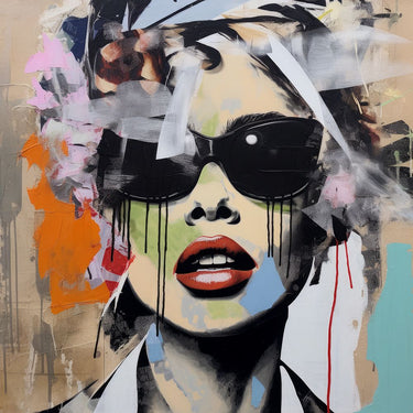 Abstract canvas art print titled Street Art Stories I by Lazar Studio, featuring vibrant street-inspired designs in bold colors.