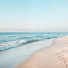 Sunlit shoreline decorative canvas art print by Lazar Studio, featuring a serene beach scene for a calming home decor accent.