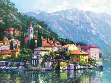 Feeling at Home coastal canvas art print featuring a serene Lake Como reflection scene by Behrens Howard.