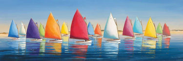 Feeling at home Flying Colors coastal canvas art print by Caldwell Fisher Sally, featuring vibrant seaside scene and colorful artwork.