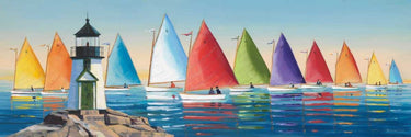 Coastal canvas art print by Caldwell Fisher Sally, featuring a vibrant seaside scene, designed by Feeling at Home.