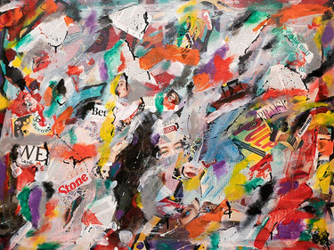 Abstract canvas art print featuring vibrant colors and flowing shapes, titled Meditations No. 4 by Dick Steven, from Feeling at Home.