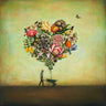 Feeling at Home floral canvas art print featuring a big heart-shaped botanical design by Huynh Duy, vibrant and detailed artwork.