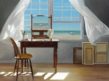 In Progress Coastal canvas art print by Hollingsworth Karen, featuring serene ocean scene with soft pastel tones and textured details.