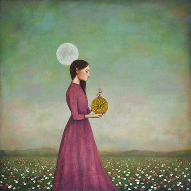 Counting on the Cosmos figurative canvas art print by Huynh Duy featuring celestial and cosmic imagery, vibrant colors, and artistic detail.