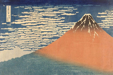 Fine Wind Clear Morning landscape art print by Hokusai Katsushika, showcasing a traditional Japanese wave scene on canvas.