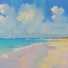 Coastal canvas art print titled Playa 8 by Krioutchkov Alex, featuring ocean and beach scene in soft, coastal tones.