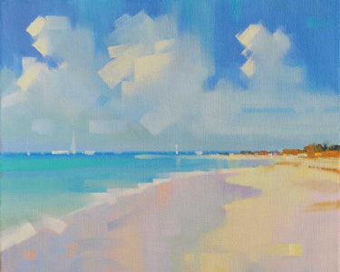 Coastal canvas art print titled Playa 8 by Krioutchkov Alex, featuring ocean and beach scene in soft, coastal tones.