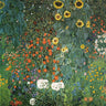 Feeling at home art print of Gustav Klimt's Farm Garden with Sunflowers, a floral canvas artwork featuring vibrant sunflower scenes.