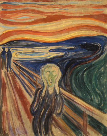 Feeling at home Edvard Munch The Scream figurative canvas art print, vibrant and expressive, featuring the iconic expressionist artwork.