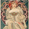 Feeling at Home Alphonse Mucha art print featuring a colorful Signs canvas artwork by F. Champenois imprimeur diteur