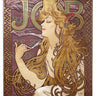 Art print of a 1897 Job cigarette rolling papers advertisement by Alphonse Mucha, featuring vintage canvas wall art with nostalgic design.