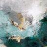 Arctic Green abstract canvas art print by Feeling at Home featuring green and blue tones with modern, textured design.