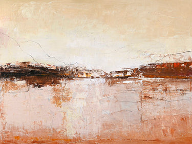 Feeling at Home Warm Horizon abstract canvas art print by Design Fabrikken, featuring warm, vibrant colors and modern design.