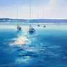 Coastal canvas art print by Penny Craig Trewin featuring a serene morning seaside scene, perfect for coastal home decor.
