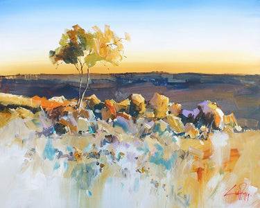 Silverton View coastal canvas art print by Penny Craig Trewin, featuring a scenic seaside landscape in soothing tones.