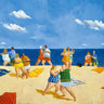 Coastal canvas art print featuring vibrant tango beach scene by Paraskevas Michael, framed and displayed on a wall.