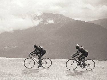 Feeling at home Coppi Bartali 1949 Games sports canvas art print featuring vintage cycling scene and vibrant colors.