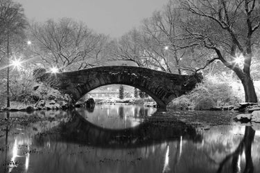 Winter landscape canvas art print featuring a bridge, from Feeling at Home, by PhotoINC Studio, showcasing a serene snowy scene.