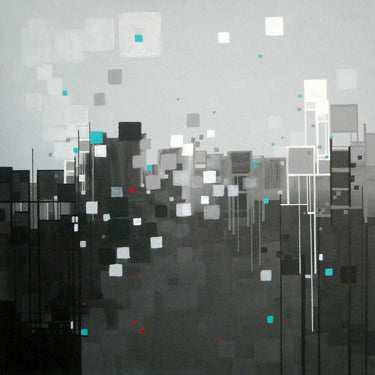 Abstract monochrome canvas art print by Shannon Carol Joy, featuring bold shapes and textures for modern home decor.