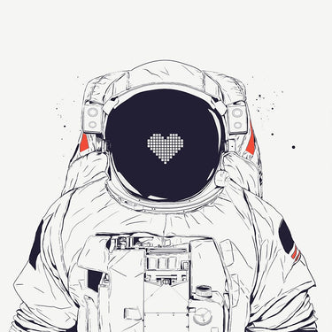 Astronaut love astronomy space canvas art print by Solti Balazs, featuring a space-themed artistic design for home decor.