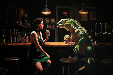 Feeling at Home He Was Cuter Online Animals canvas art print by Thomson Keith showing colorful animal illustrations on textured canvas.