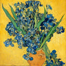 Feeling at home floral canvas art print featuring Vincent van Gogh's irises from 1890, showcasing vibrant flower details.
