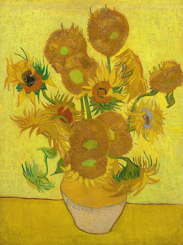 Feeling at Home Van Gogh Sunflowers floral canvas art print, vibrant sunflower painting on canvas, decorative wall art.