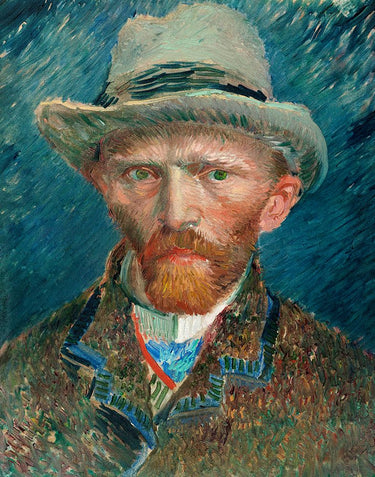 Feeling at Home Van Gogh Self-Portrait 1887 figurative canvas art print showing vibrant brushstrokes and detailed facial features.