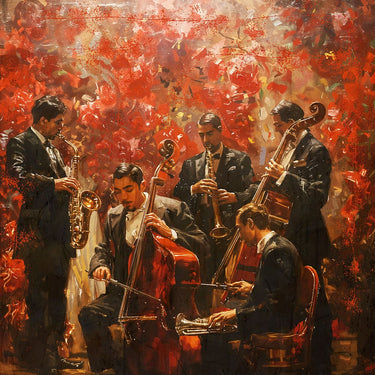 Feeling at Home Play More Jazz IV floral canvas art print by Wiley Marta, featuring vibrant floral design and artistic details.