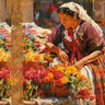 Mexican Flower Lady II floral canvas art print by Wiley Marta, featuring vibrant flowers and detailed botanical design.