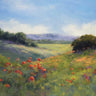 Feeling at home floral art print featuring vibrant poppies with a view, created by Weil Alice on canvas.