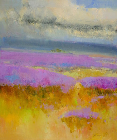 Feeling at home floral canvas art print featuring a vibrant lavender field by Yeremyan Vahe